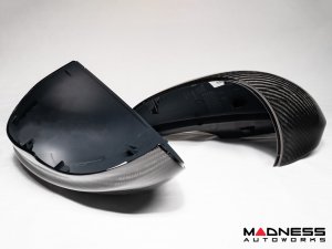 Alfa Romeo Giulia Mirror Covers - Carbon Fiber - Full Replacements - Feroce Carbon - w/ Factory Clips 